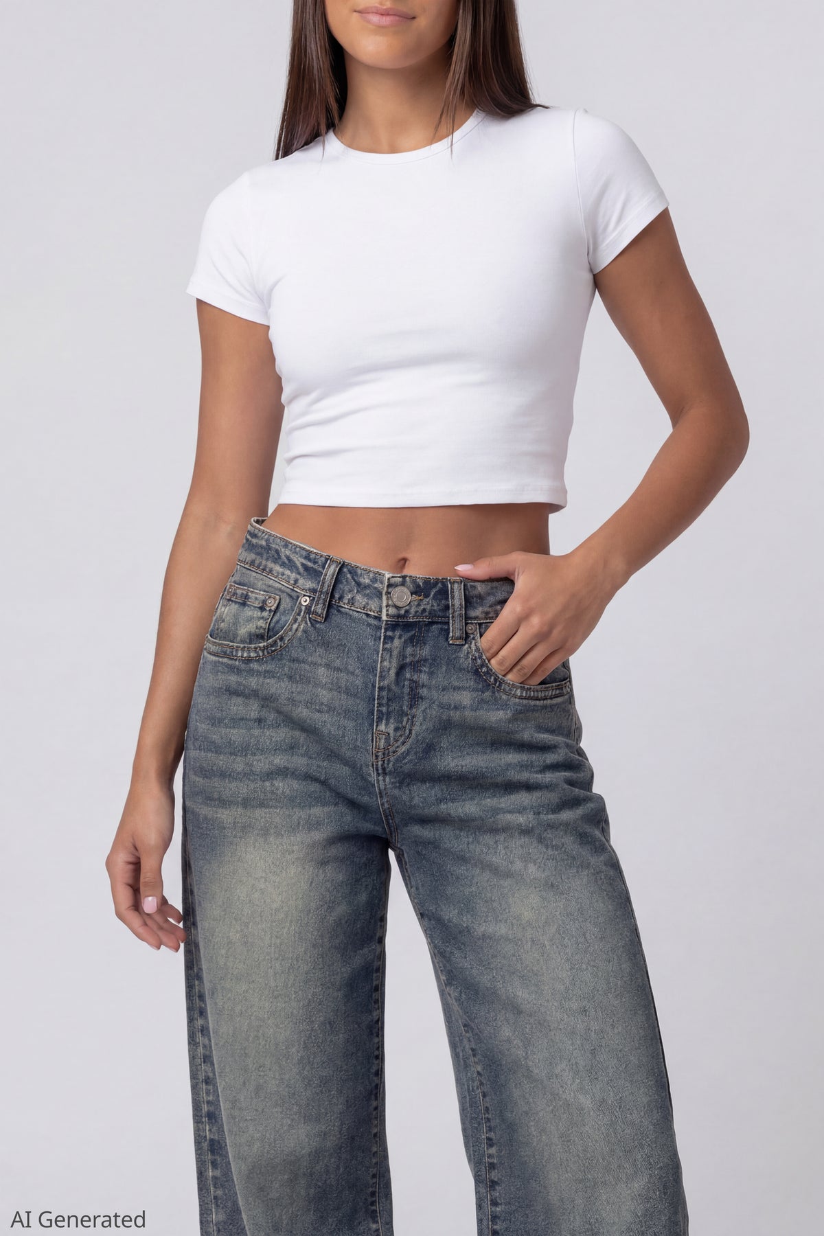 Alt View 3. Soho Stretch Mid Rise Super Baggy Vintage Medium Jean - Pacific Blue