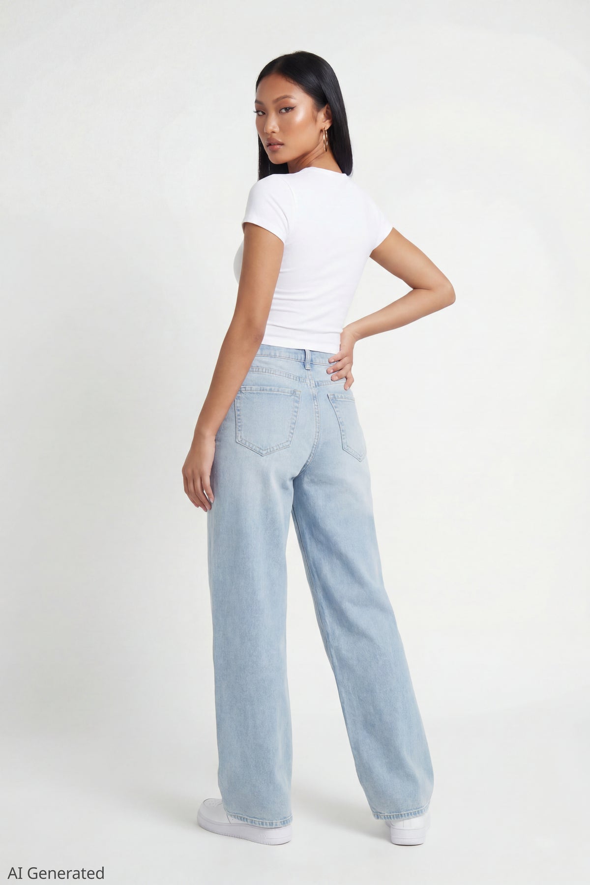 Alt View 2. Soho Stretch Mid Rise Super Baggy Light Jean - Light Denim Blue
