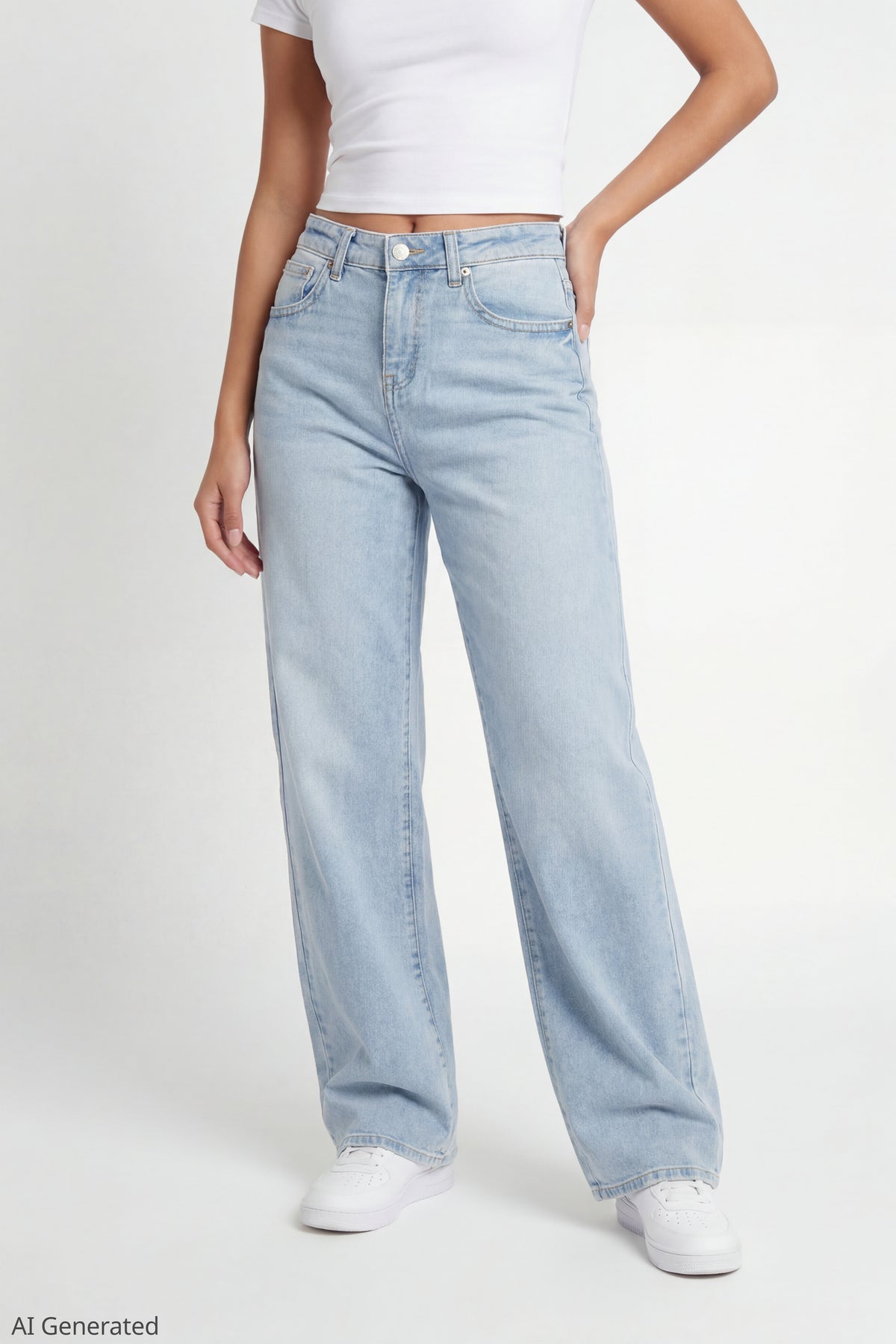 Alt View 3. Soho Stretch Mid Rise Super Baggy Light Jean - Light Denim Blue