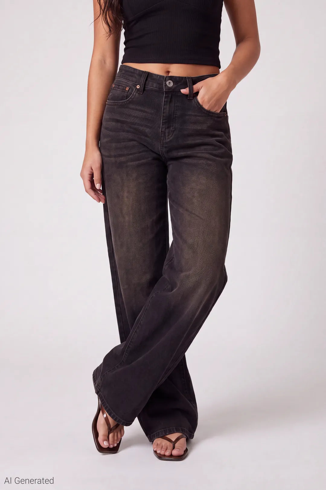 Alt View 3. Soho Baggy Jean - Sofia - Shot 3 Hero Waist Down - Web - Dark Brown