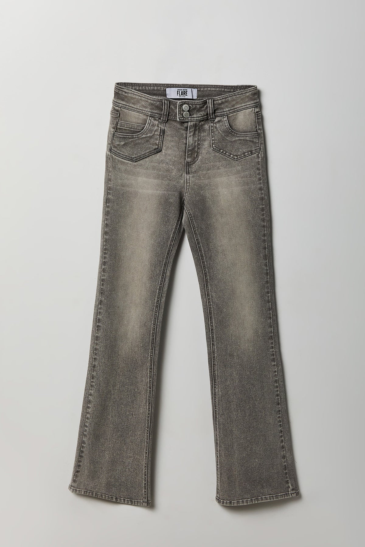 Alt View 4. Stretch High Rise Flare Grey Jean - Charcoal