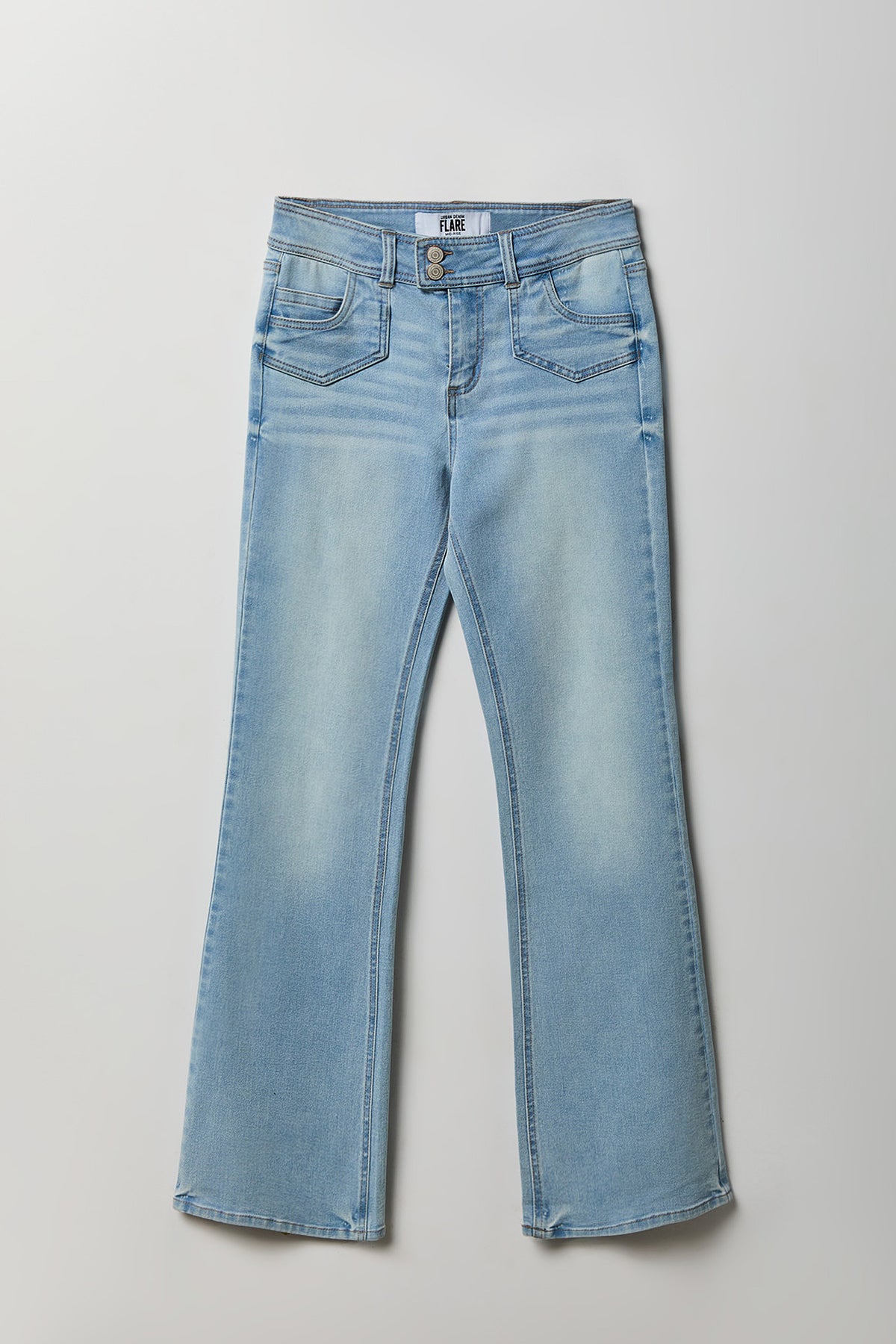Alt View 4. Stretch High Rise Flare Light Jean - Light Denim Blue