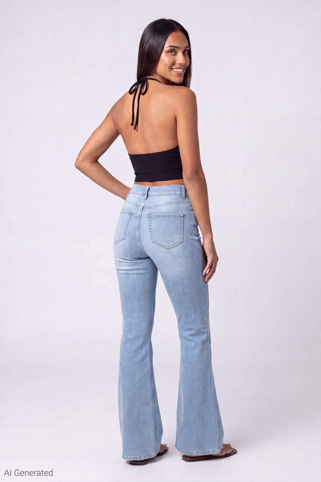 Alt View 2. CR_Flare_Light_Jean_Shot2_Back_Final - Light Denim Blue