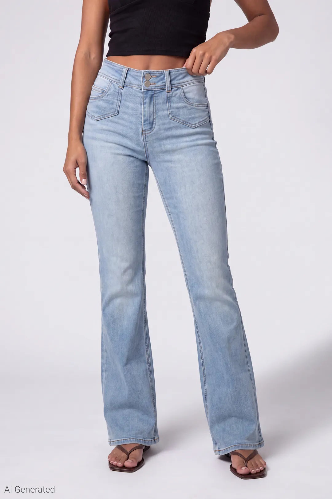 Alt View 3. CR_Flare_Light_Jean_Shot3_WaistDown_Final - Light Denim Blue