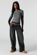 Brooklyn Low Rise Baggy Washed Black Jean