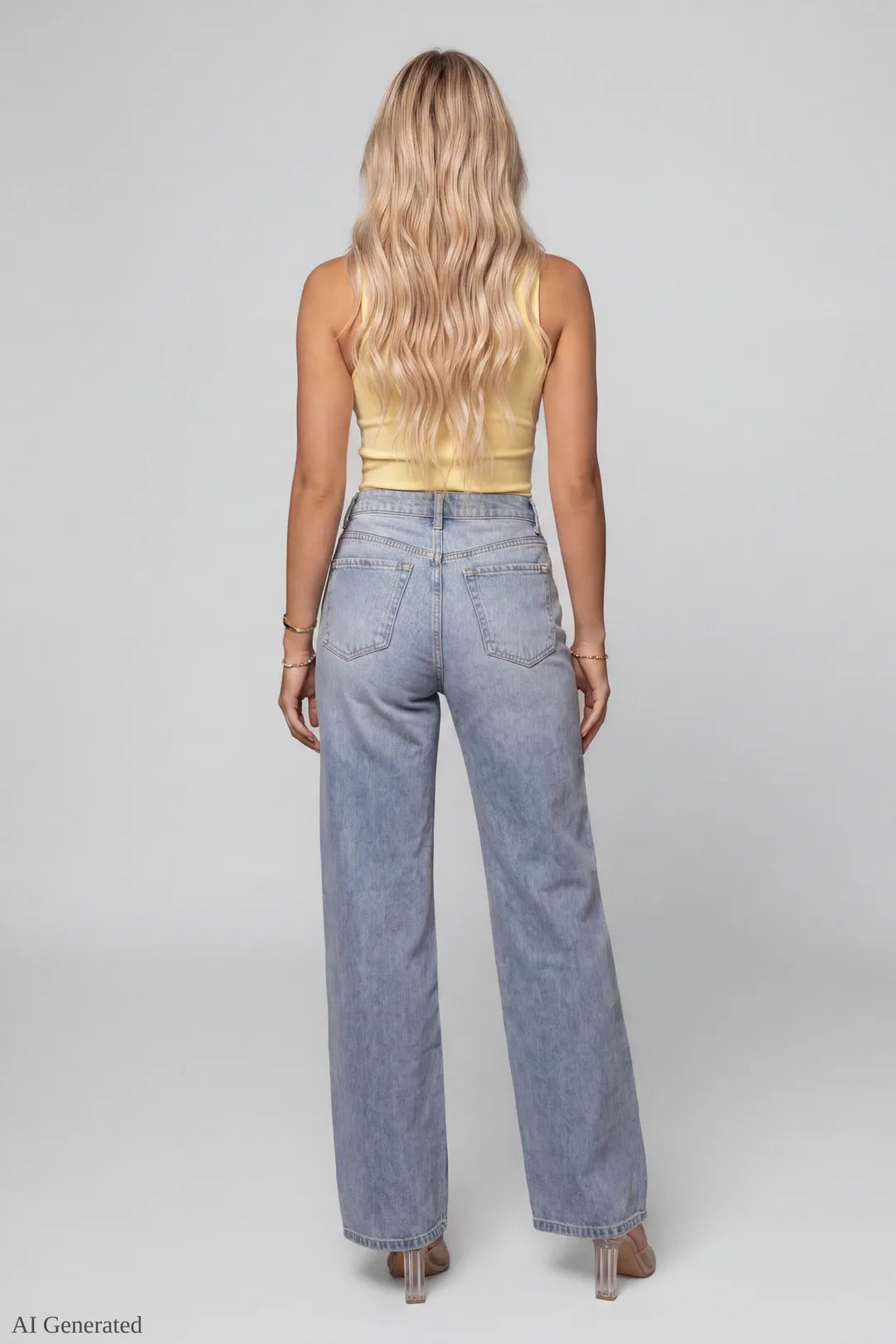 Alt View 2. Light Wash Wide Leg Jeans Back Final - Pacific Blue