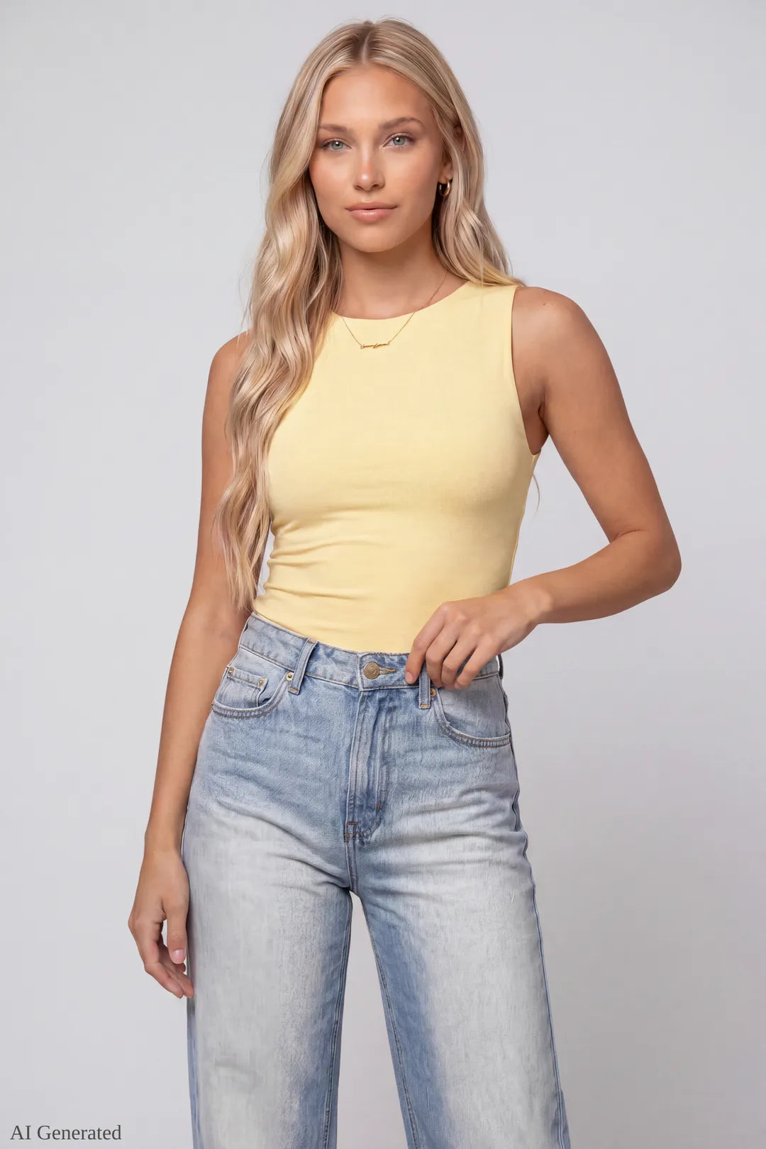 Alt View 3. Light Wash Wide Leg Jeans Hero Final - Pacific Blue