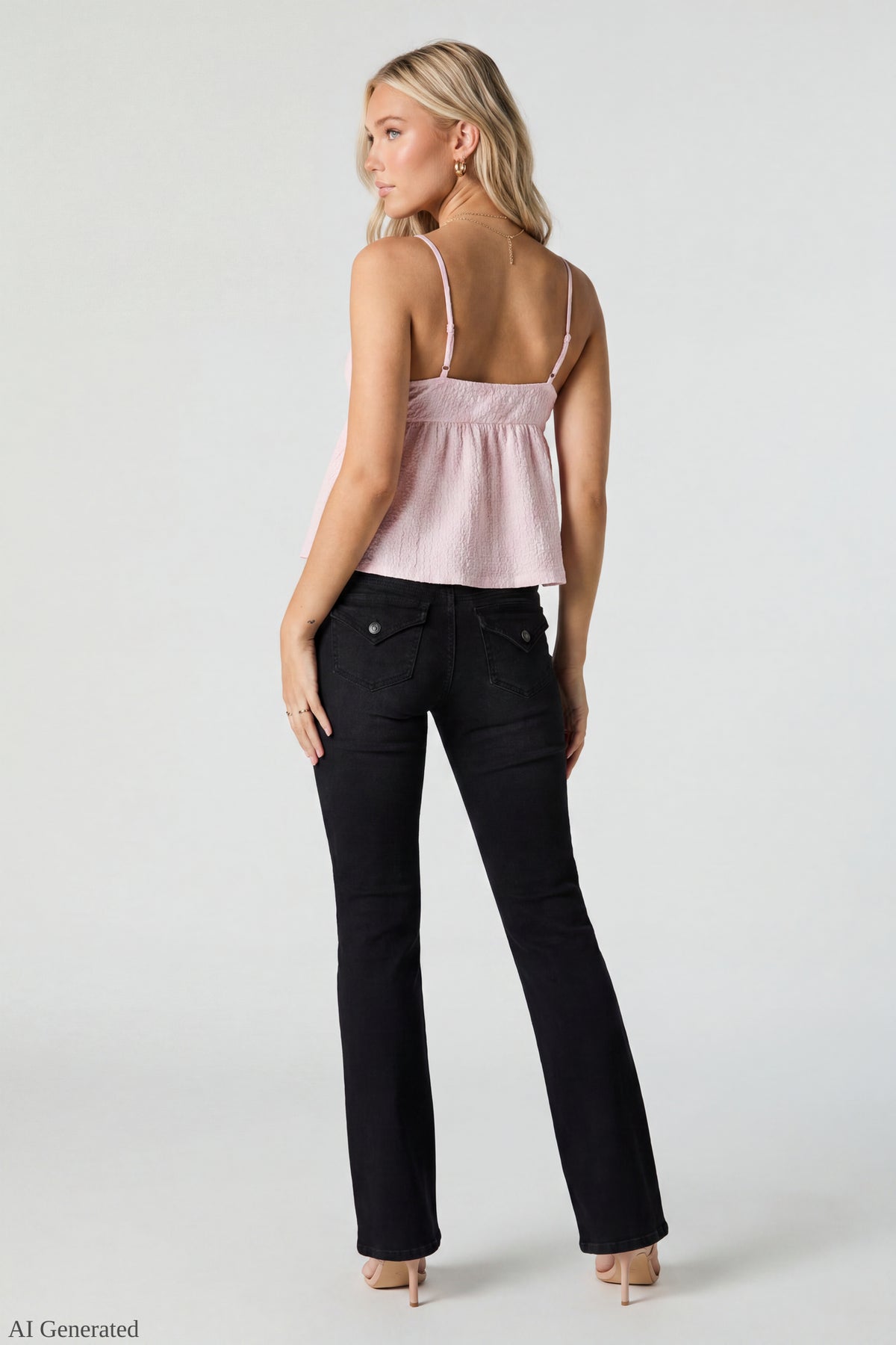 Alt View 2. Stretch Low Rise Bootcut Black Jean - Black
