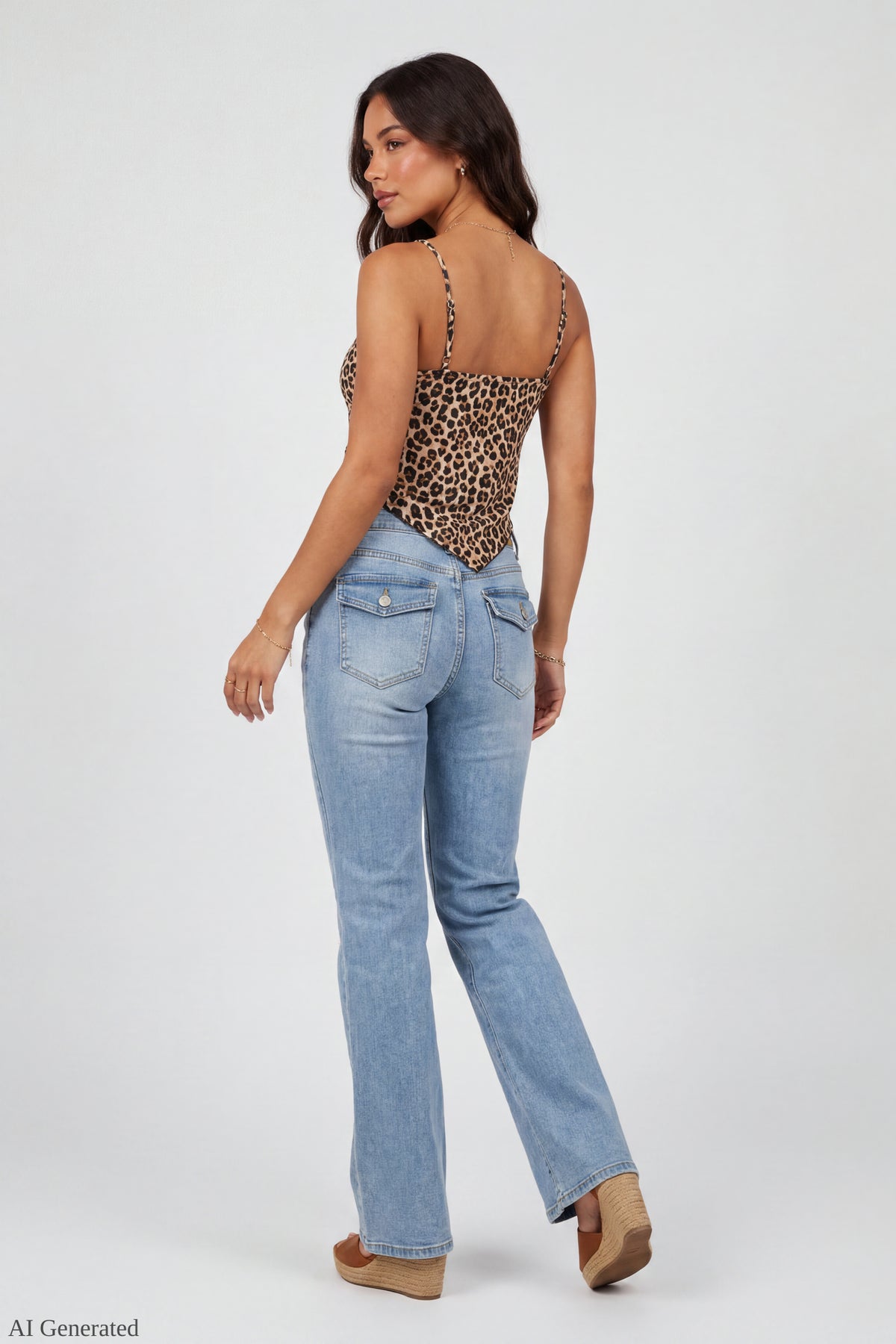 Alt View 2. Stretch Low Rise Bootcut Light Jean - Light Denim Blue