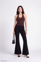 Stretch High Rise Flare Black Jean