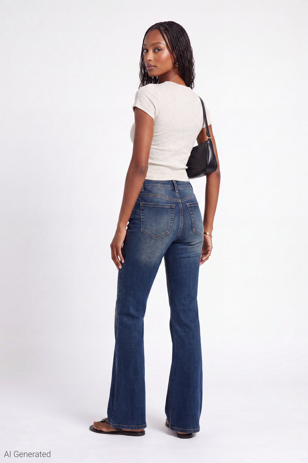 Alt View 2. Stretch High Rise Flare Vintage Medium Jean - Midnight Blue