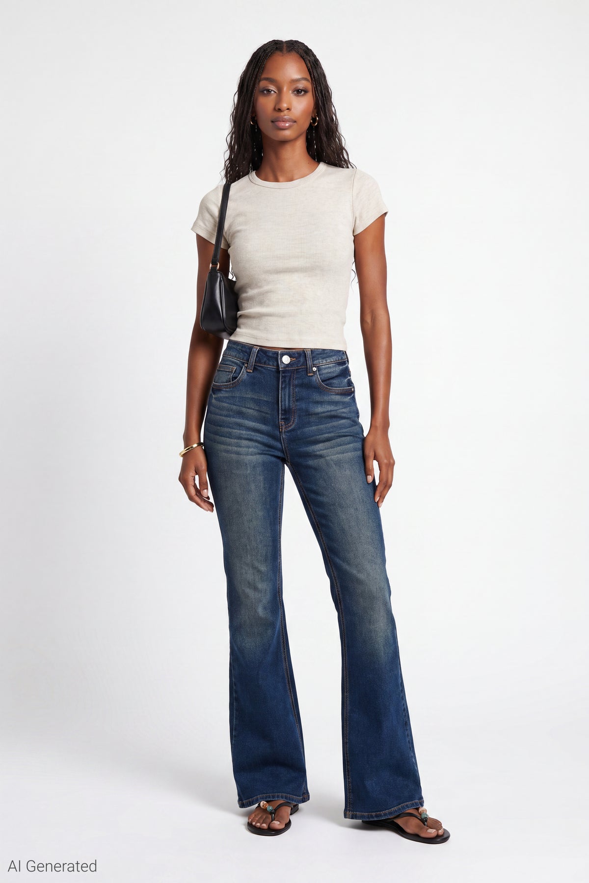Stretch High Rise Flare Vintage Medium Jean - Midnight Blue