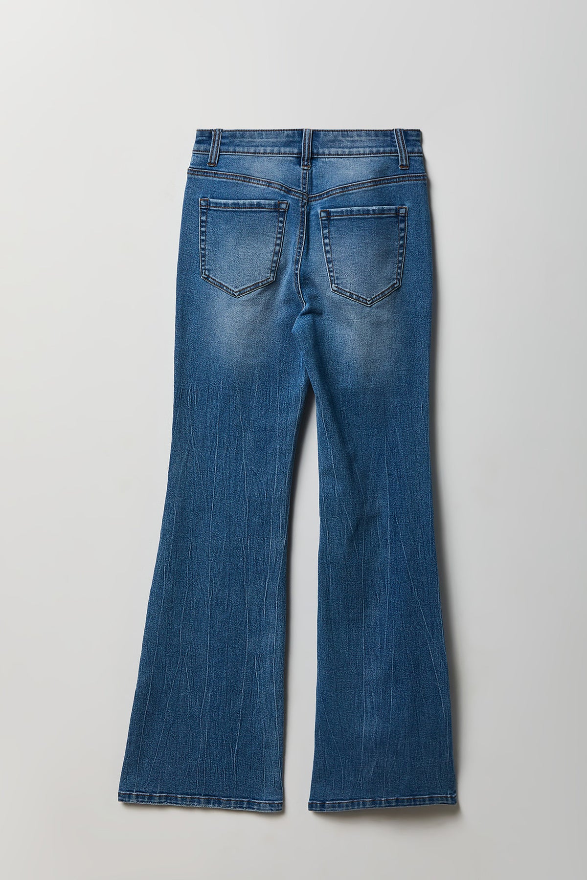 Alt View 2. Stretch High Rise Flare Medium Jean - Medium Blue