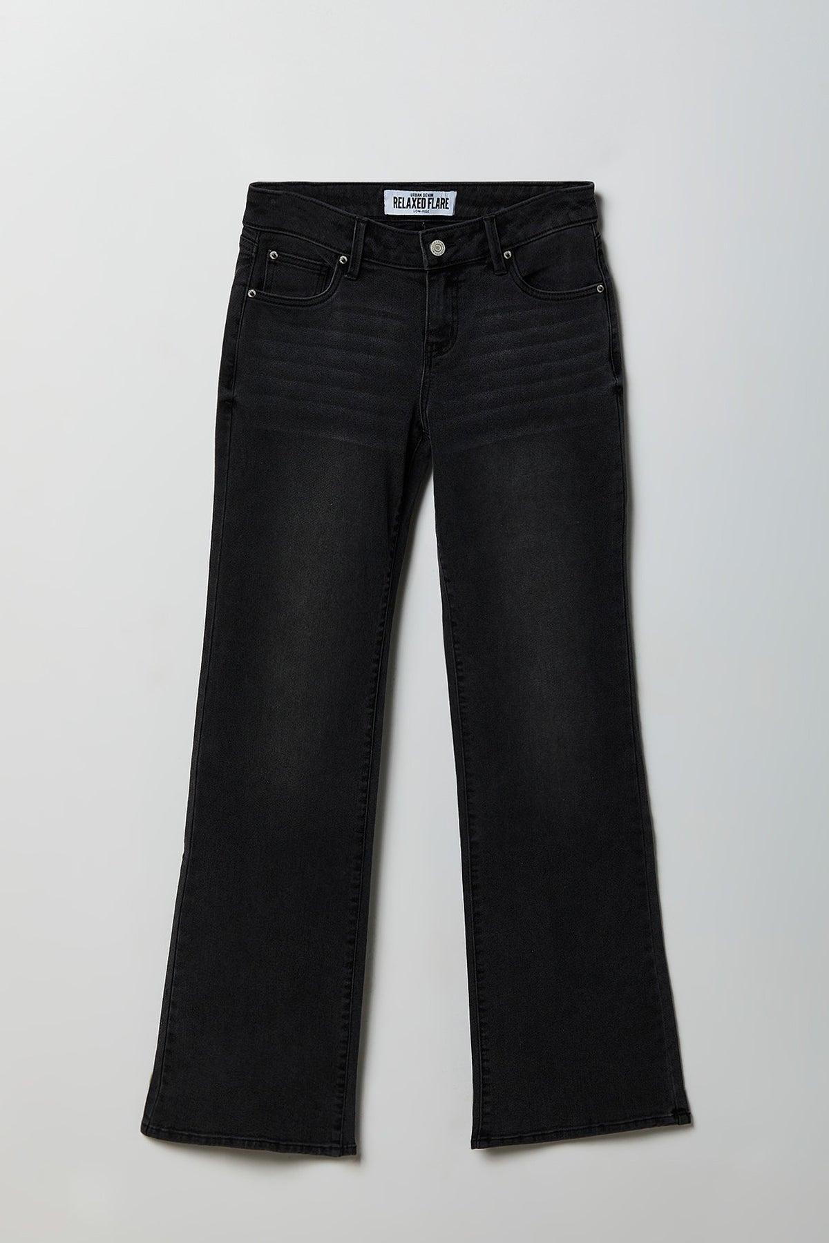 Alt View 4. Stretch Relaxed Flare Black Jean - Black
