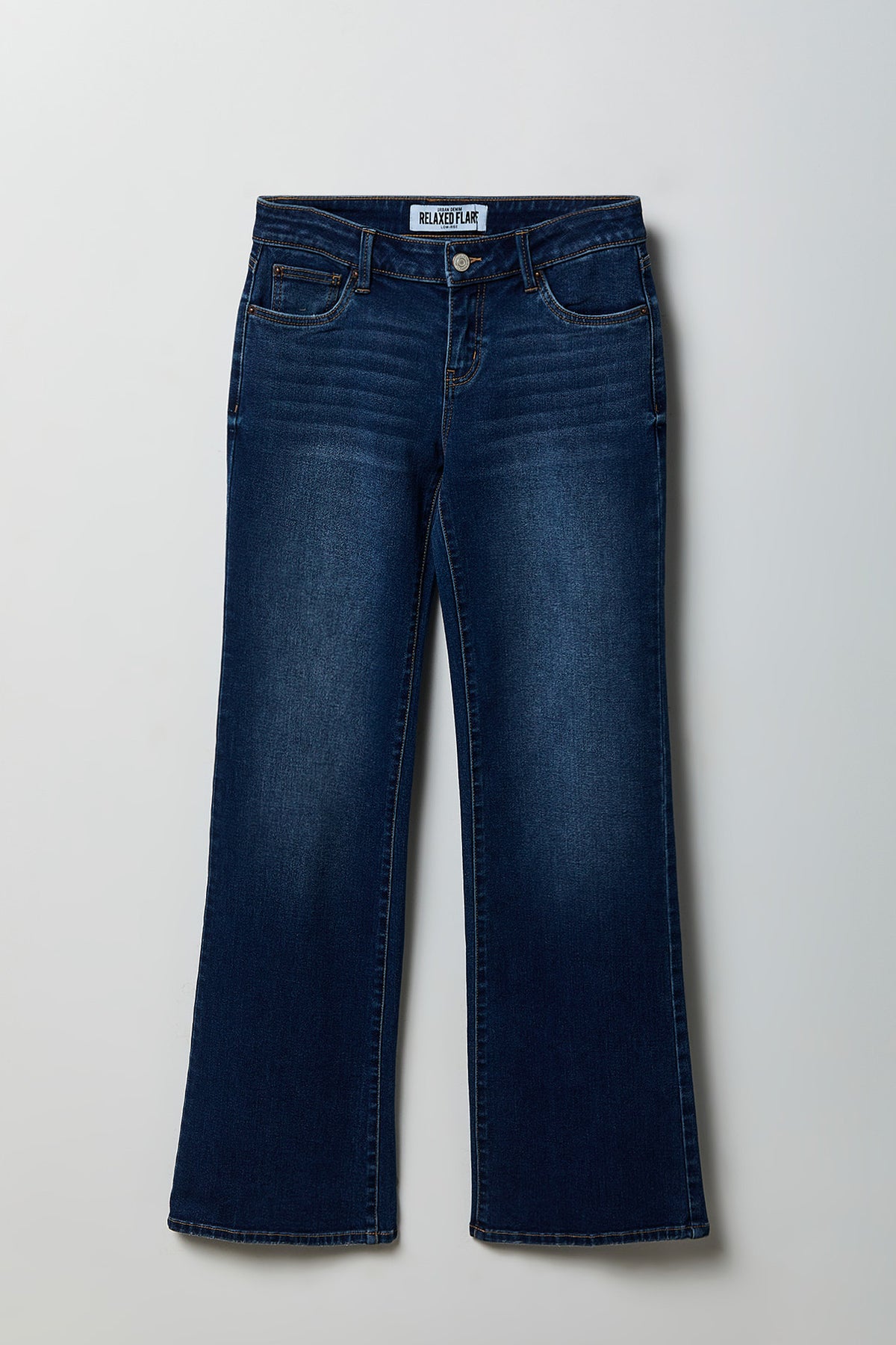 Alt View 4. Stretch Relaxed Flare Dark Jean - Denim Blue