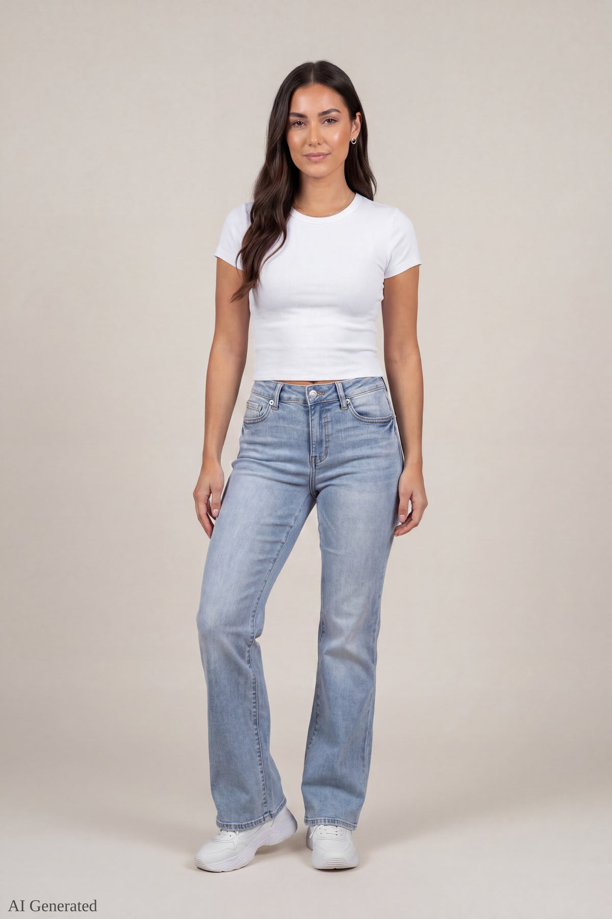 Stretch Low Rise Relaxed Flare Medium Jean - Medium Blue