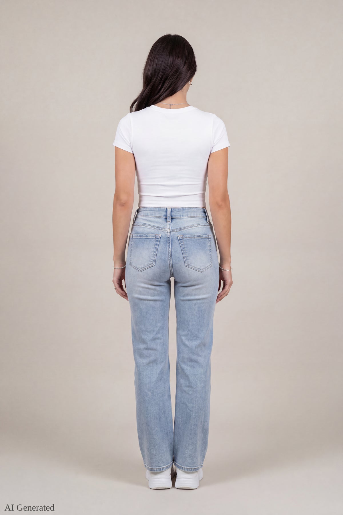 Alt View 2. Stretch Low Rise Relaxed Flare Medium Jean - Medium Blue