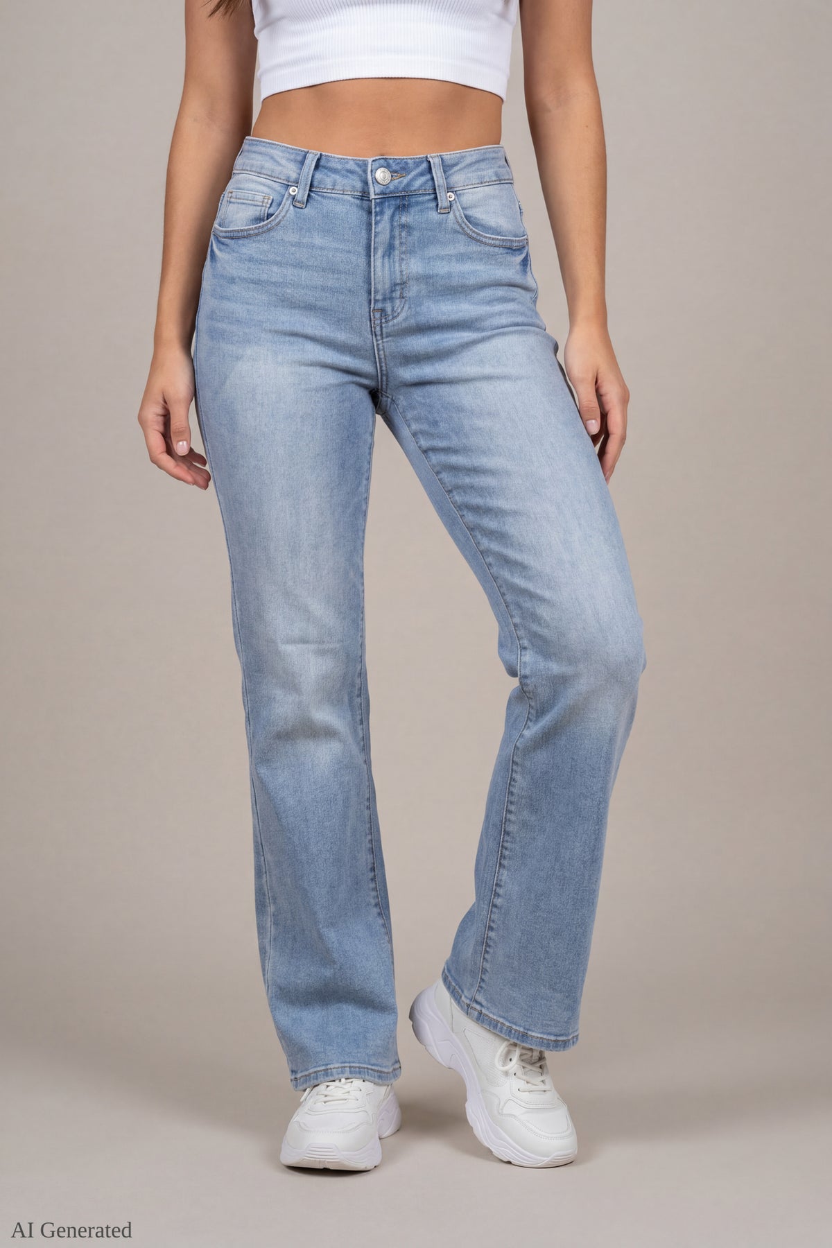 Alt View 3. Stretch Low Rise Relaxed Flare Medium Jean - Medium Blue