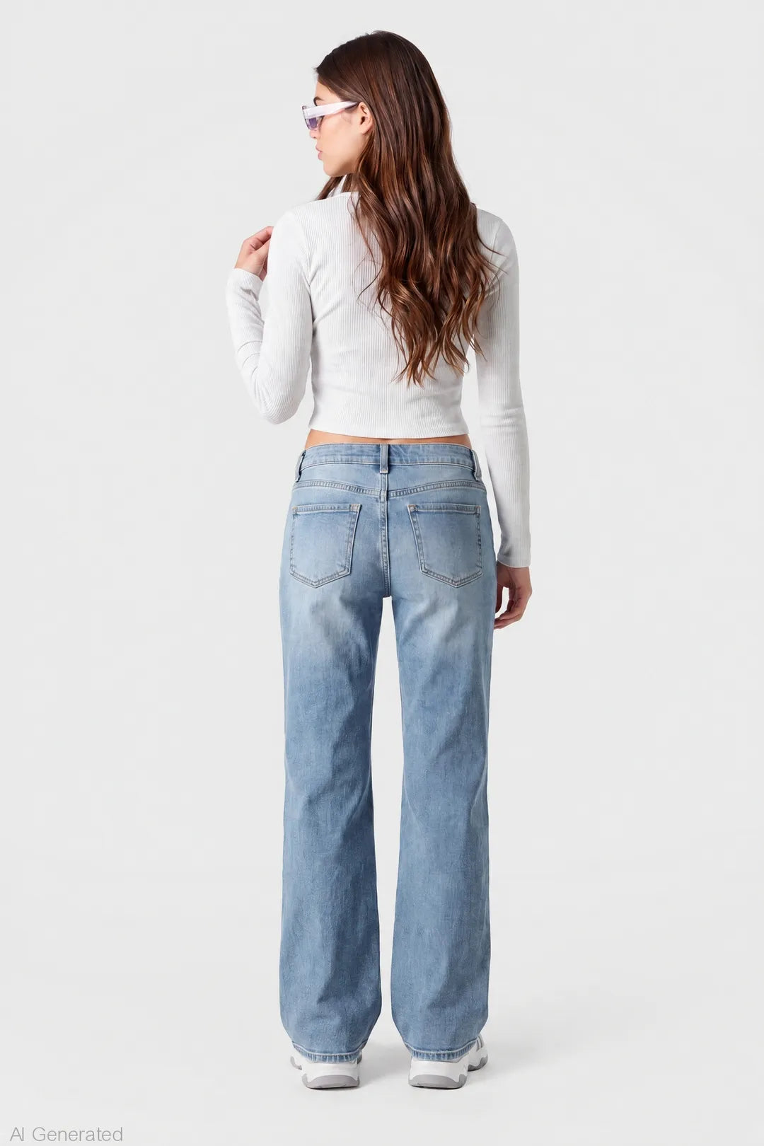 Alt View 2. Stretch Low Rise Relaxed Flare Medium Jean - Medium Blue