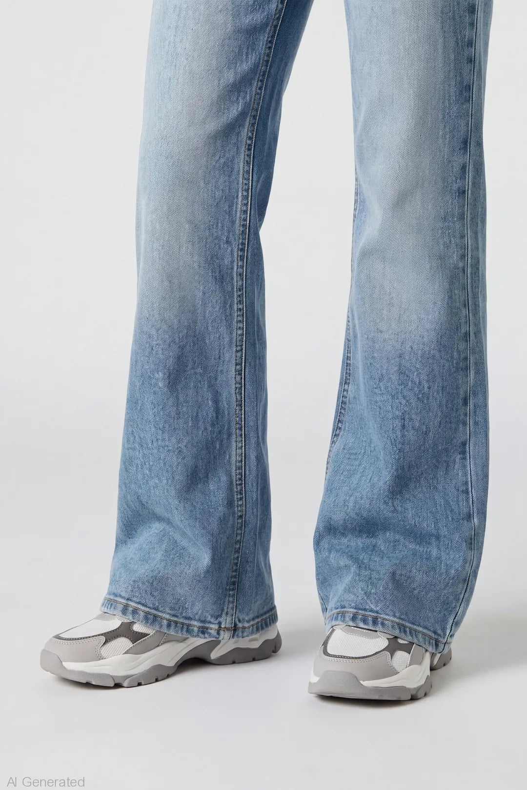 Alt View 4. Stretch Low Rise Relaxed Flare Medium Jean - Medium Blue