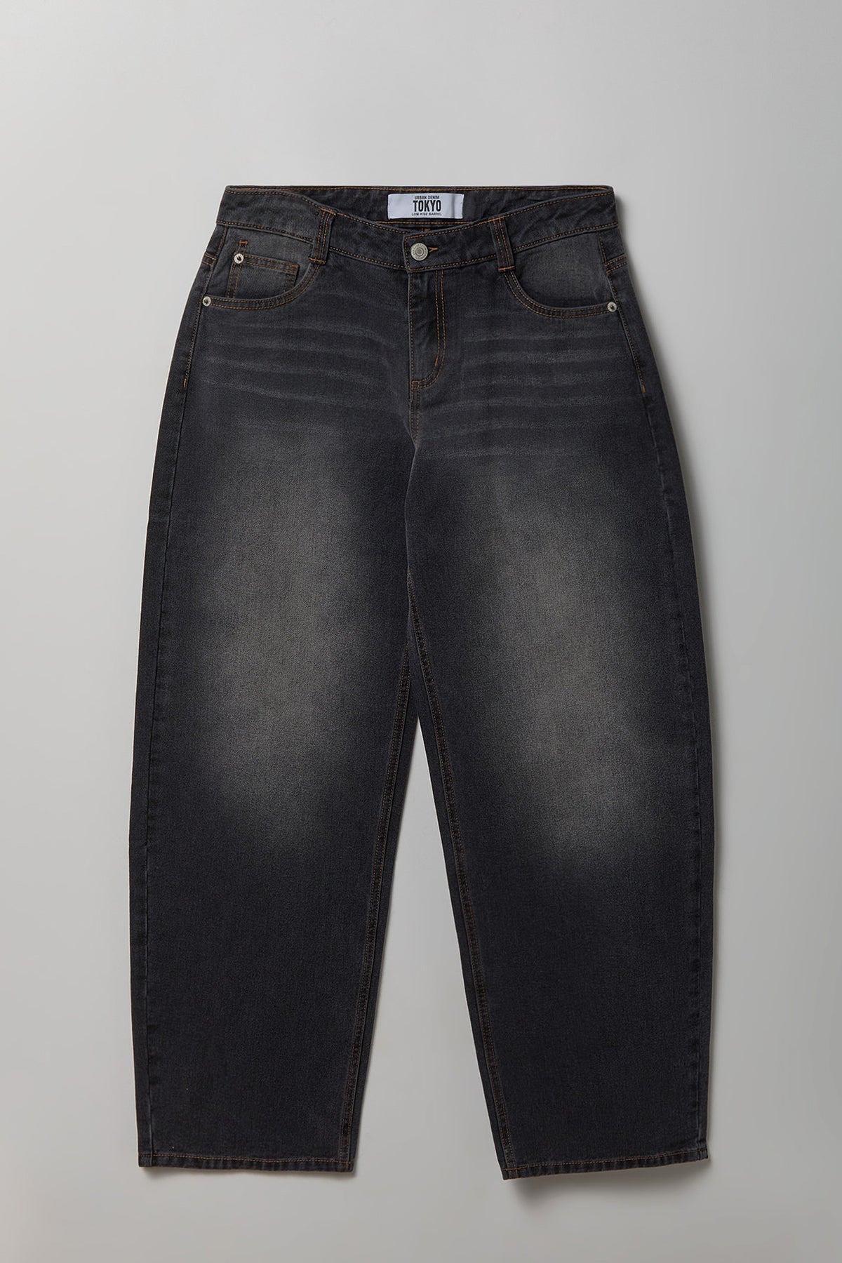Alt View 4. Low Rise Barrel Washed Black Jean - Black