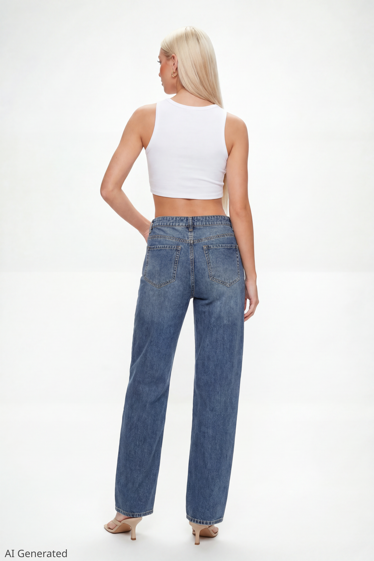 Alt View 2. Low Rise Barrel Vintage Dark Jean - Midnight Blue
