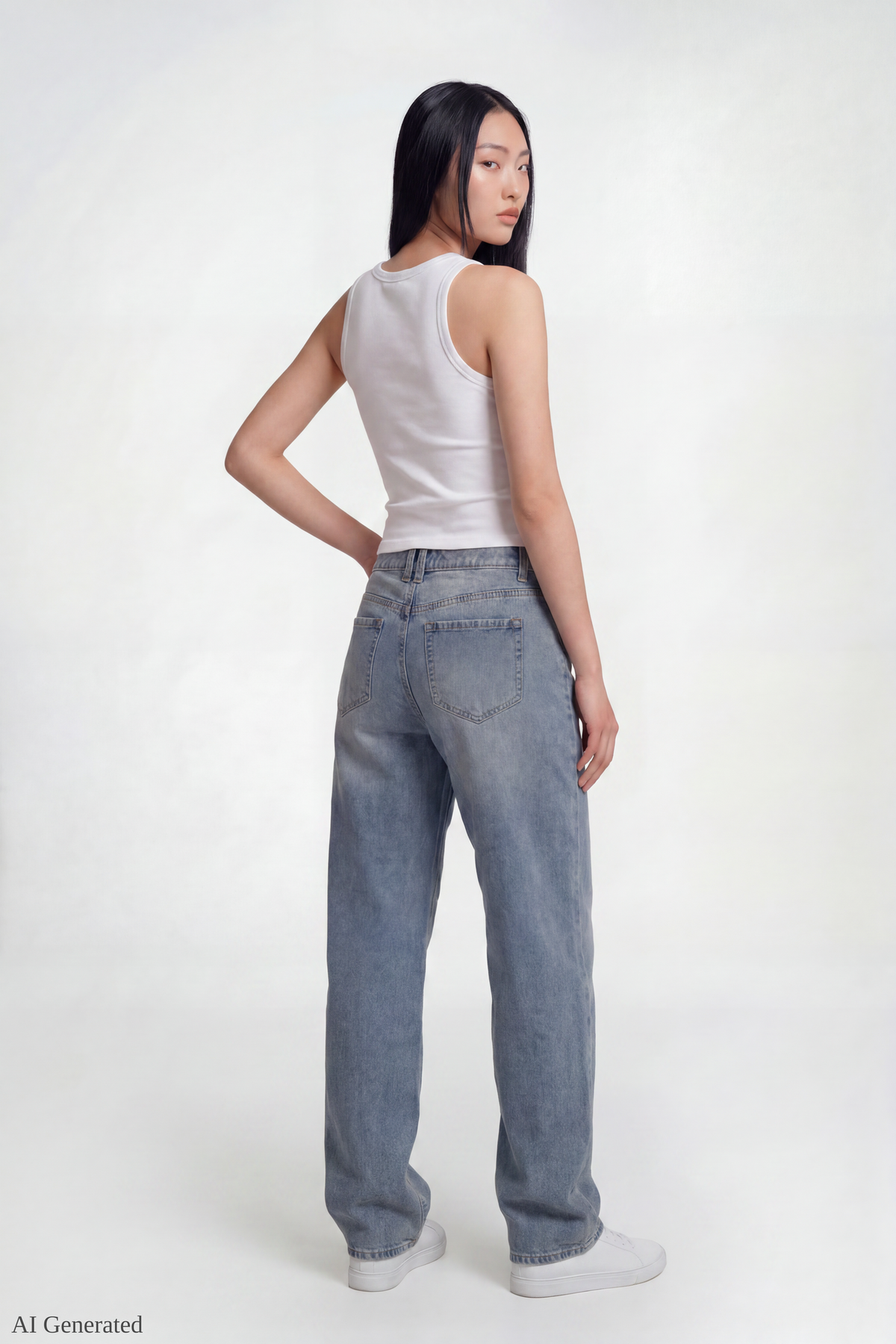 Alt View 2. Low Rise Barrel Vintage Medium Jean - Medium Denim Blue