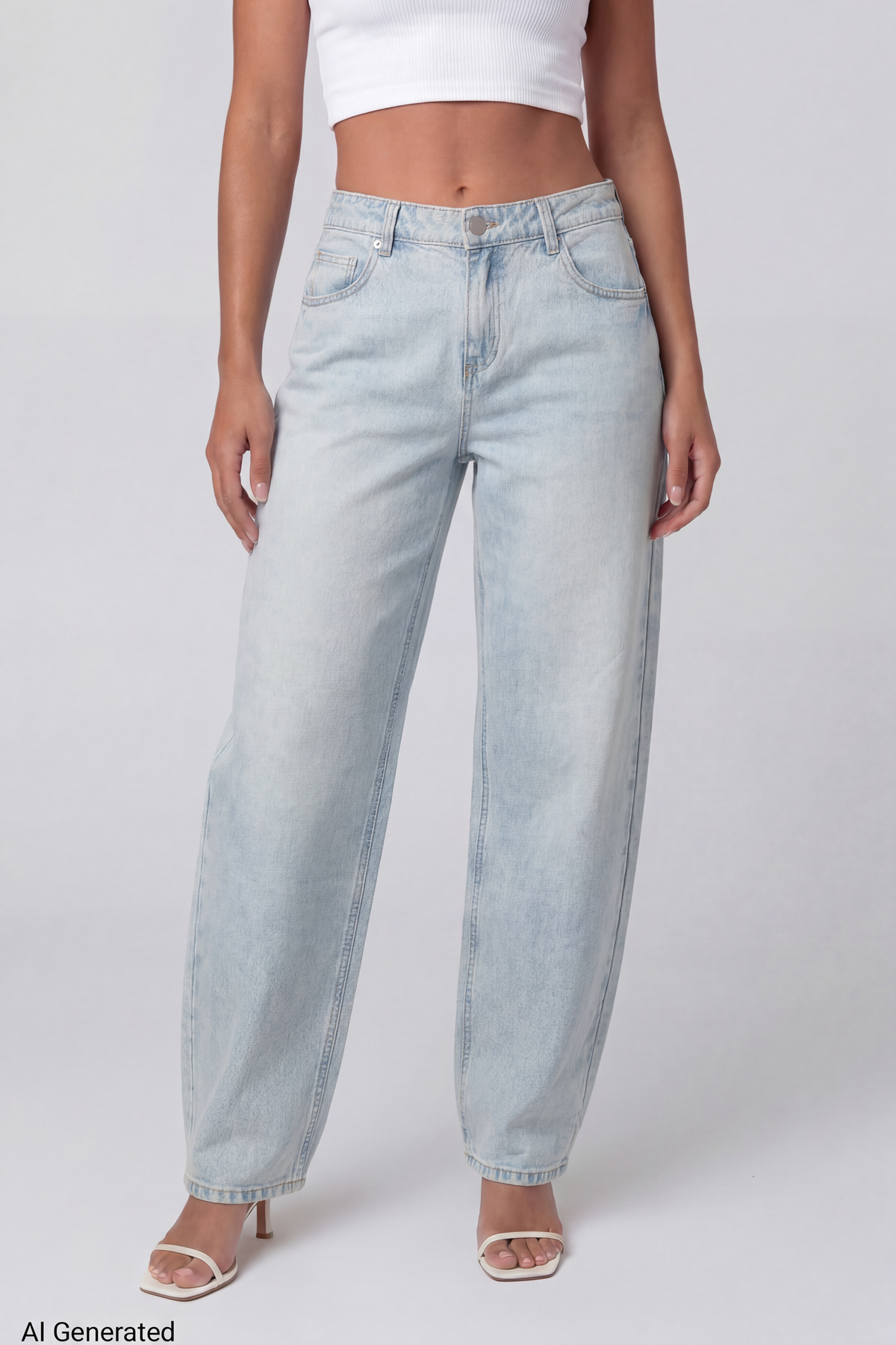 Alt View 3. Low Rise Barrel Light Jean - Light Denim Blue