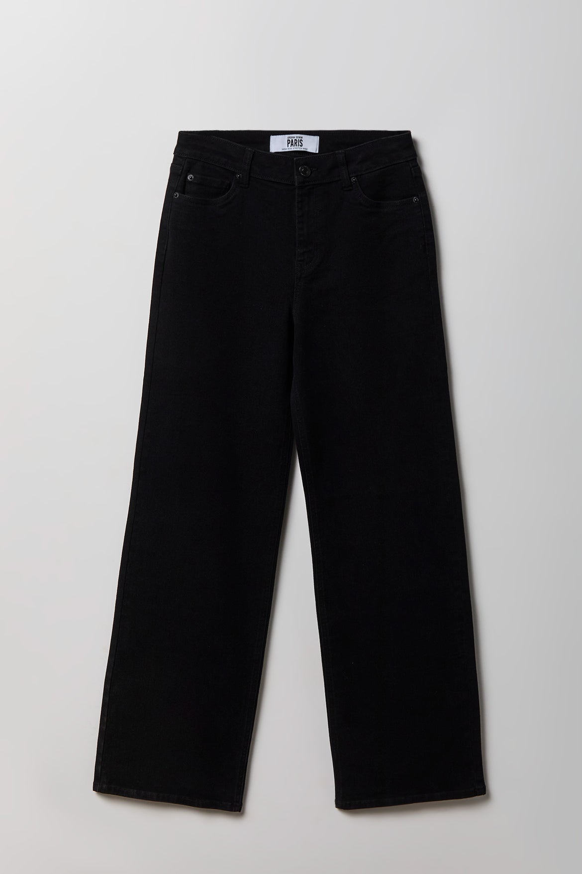 Paris Stretch High Rise Wide Leg Black Jean - Black