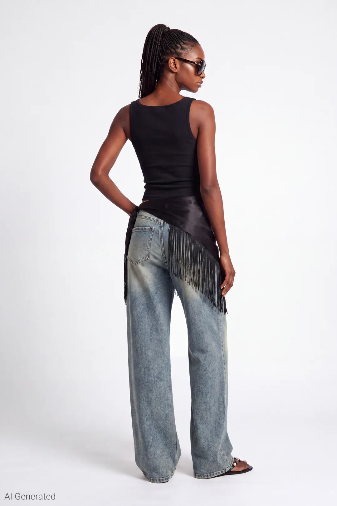 Alt View 2. Paris Stretch High Rise Wide Leg Vintage Medium Jean - Pacific Blue