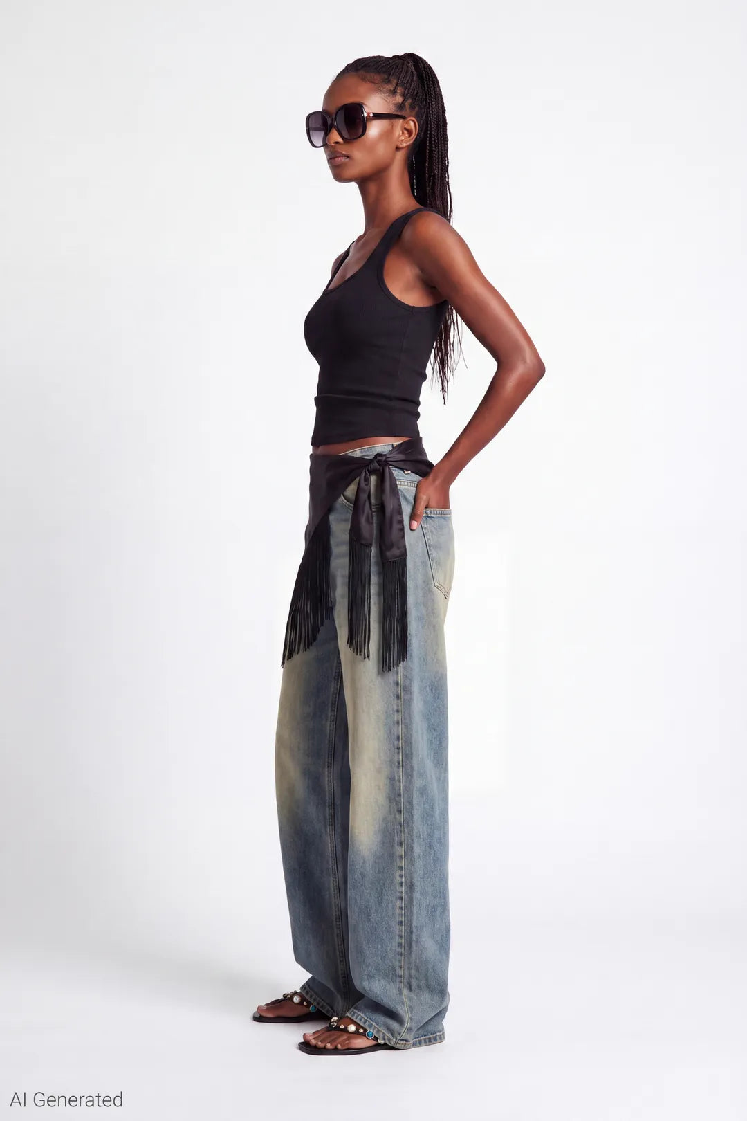 Alt View 3. Paris Stretch High Rise Wide Leg Vintage Medium Jean - Pacific Blue