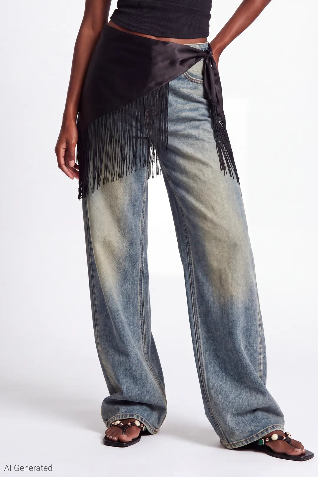 Alt View 4. Paris Stretch High Rise Wide Leg Vintage Medium Jean - Pacific Blue