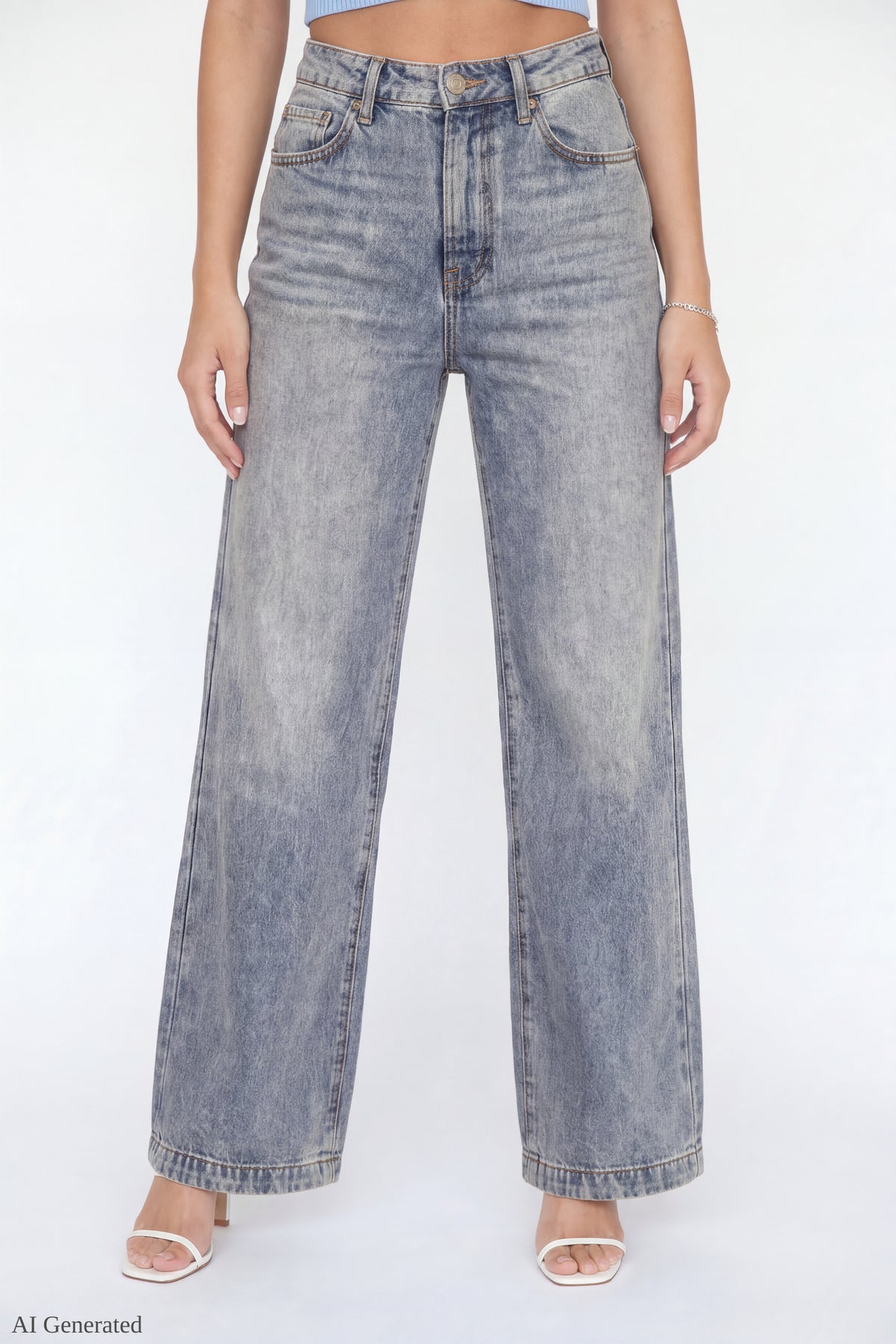 Alt View 3. Low Rise Ultra Baggy Jean - Medium Denim Blue