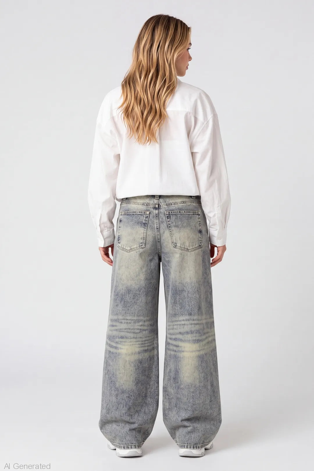 Alt View 2. Low Rise Ultra Baggy Jean - Medium Denim Blue