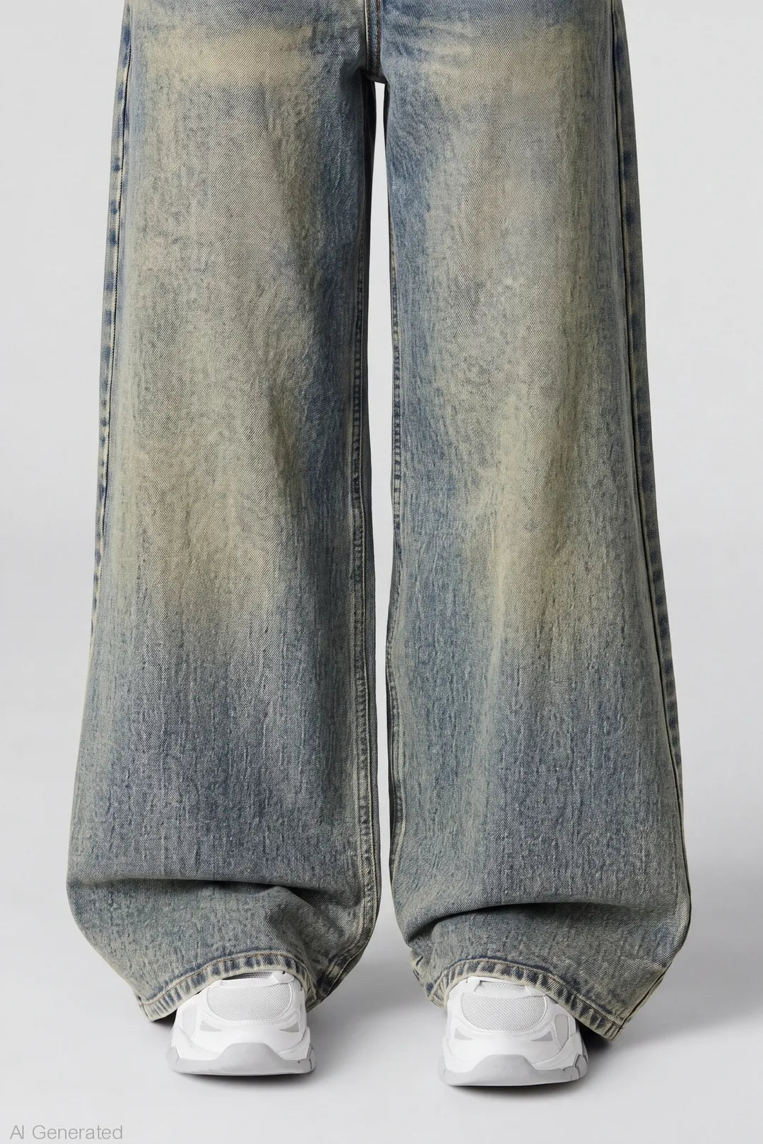Alt View 4. Low Rise Ultra Baggy Jean - Medium Denim Blue