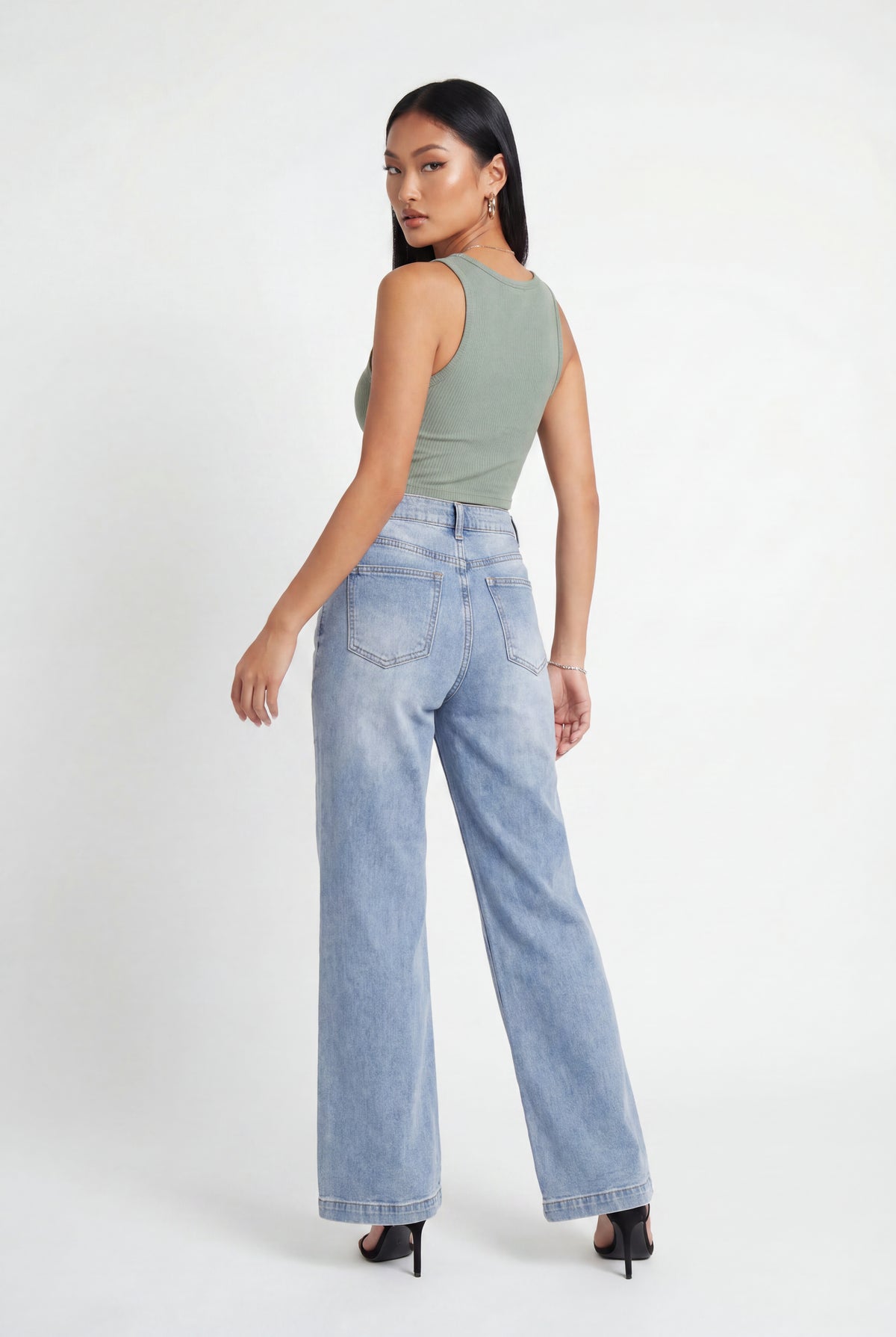 Alt View 2. Low Rise Bootcut Jean - Medium Blue