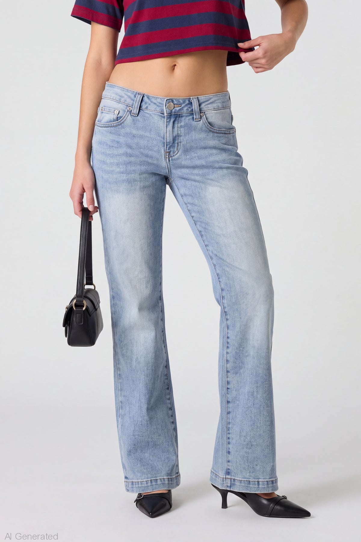 Alt View 3. Low Rise Bootcut Jean - Medium Blue