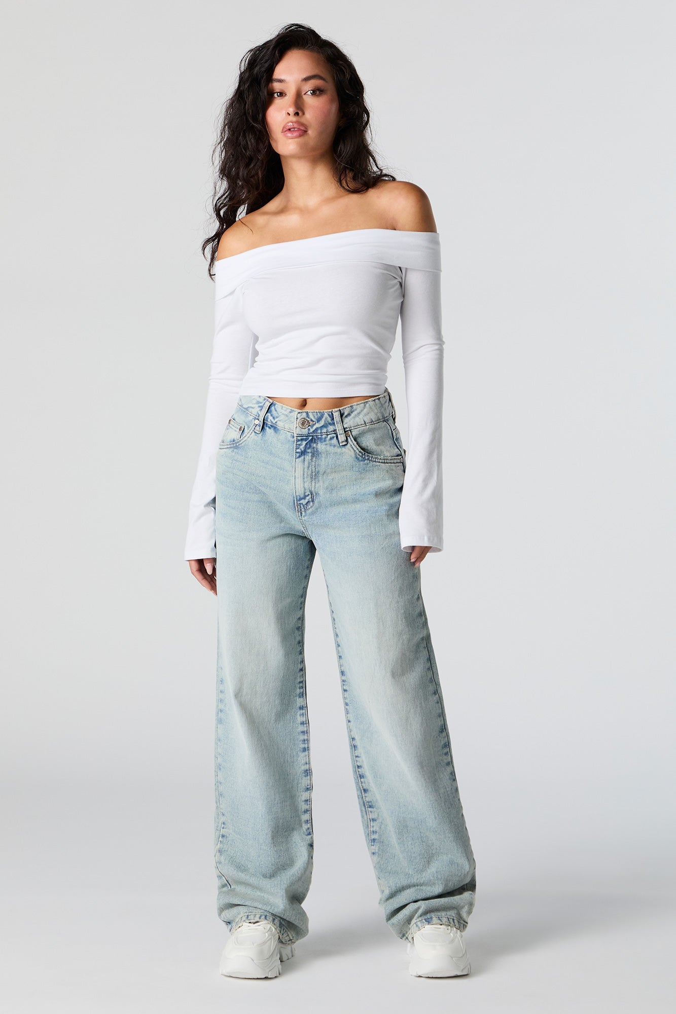 Vintage Light Wash 90s High Rise Wide Leg Jean