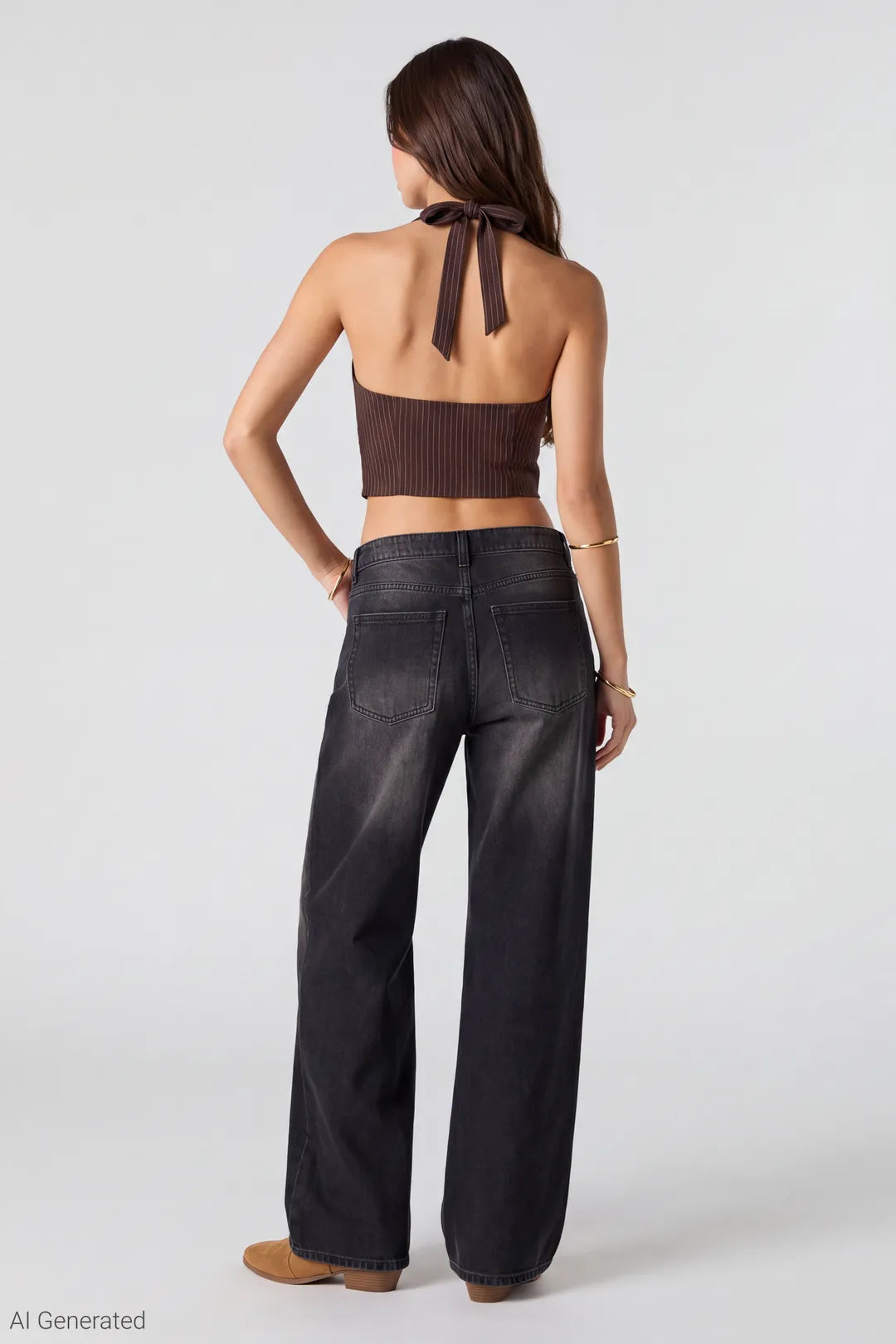 Alt View 2. London Low Rise Super Baggy Washed Black Jean - Black