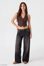 London Low Rise Super Baggy Washed Black Jean