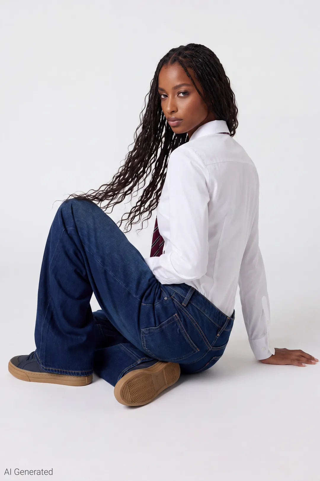 Alt View 3. London Low Rise Super Baggy Vintage Dark Jean - Midnight Blue