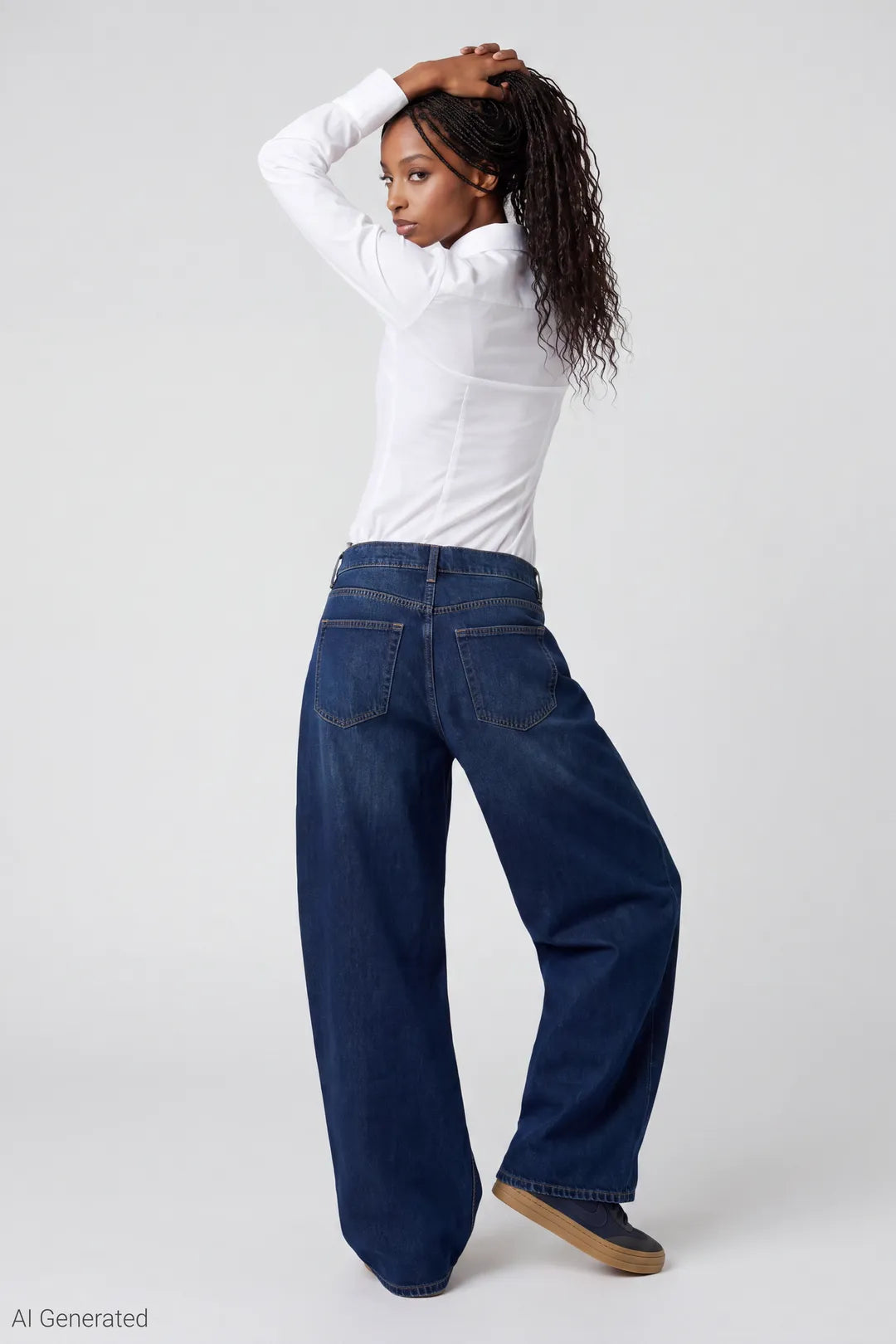 Alt View 5. London Low Rise Super Baggy Vintage Dark Jean - Midnight Blue