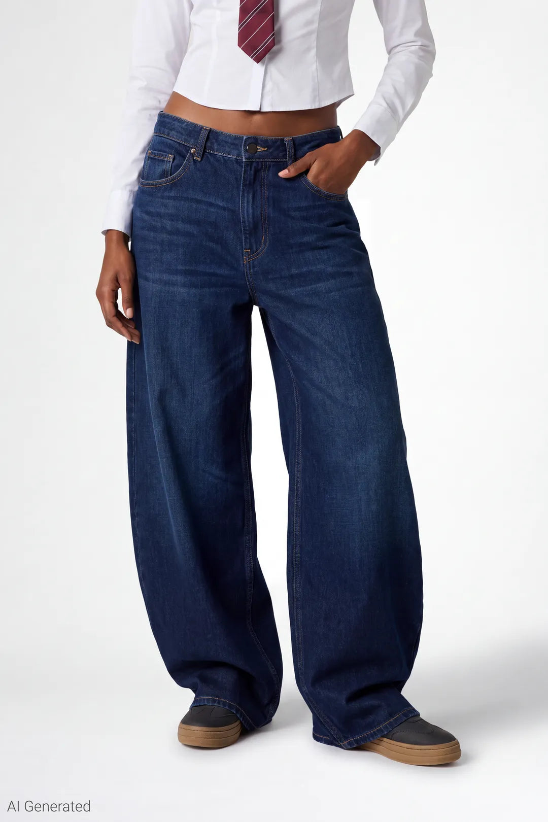 Alt View 4. London Low Rise Super Baggy Vintage Dark Jean - Midnight Blue