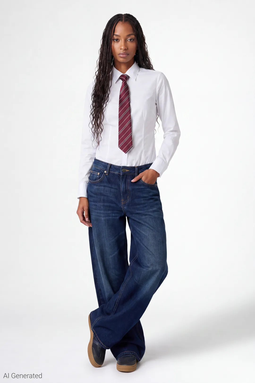 Alt View 4. London Low Rise Super Baggy Vintage Dark Jean - Midnight Blue
