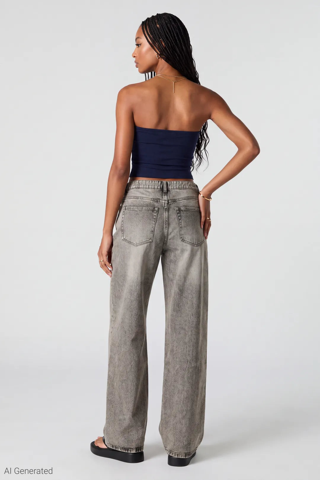 Alt View 2. London Low Rise Super Baggy Grey Jean - Charcoal