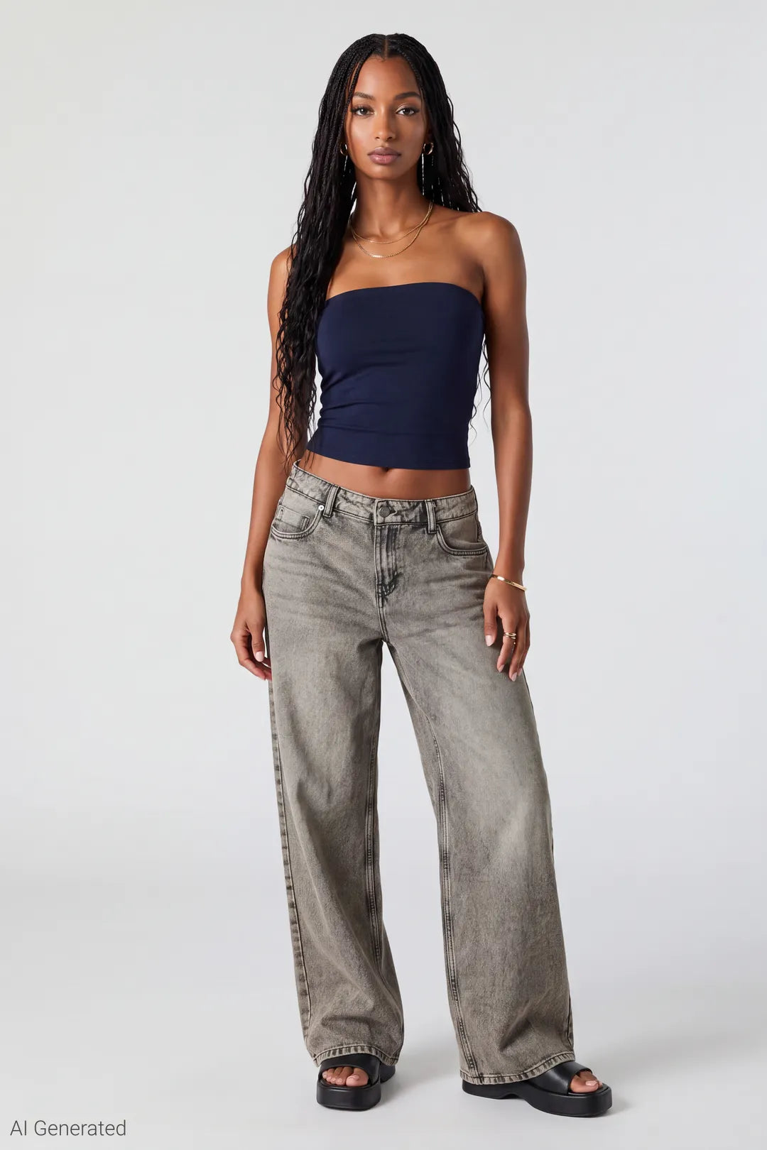 London Low Rise Super Baggy Grey Jean - Charcoal