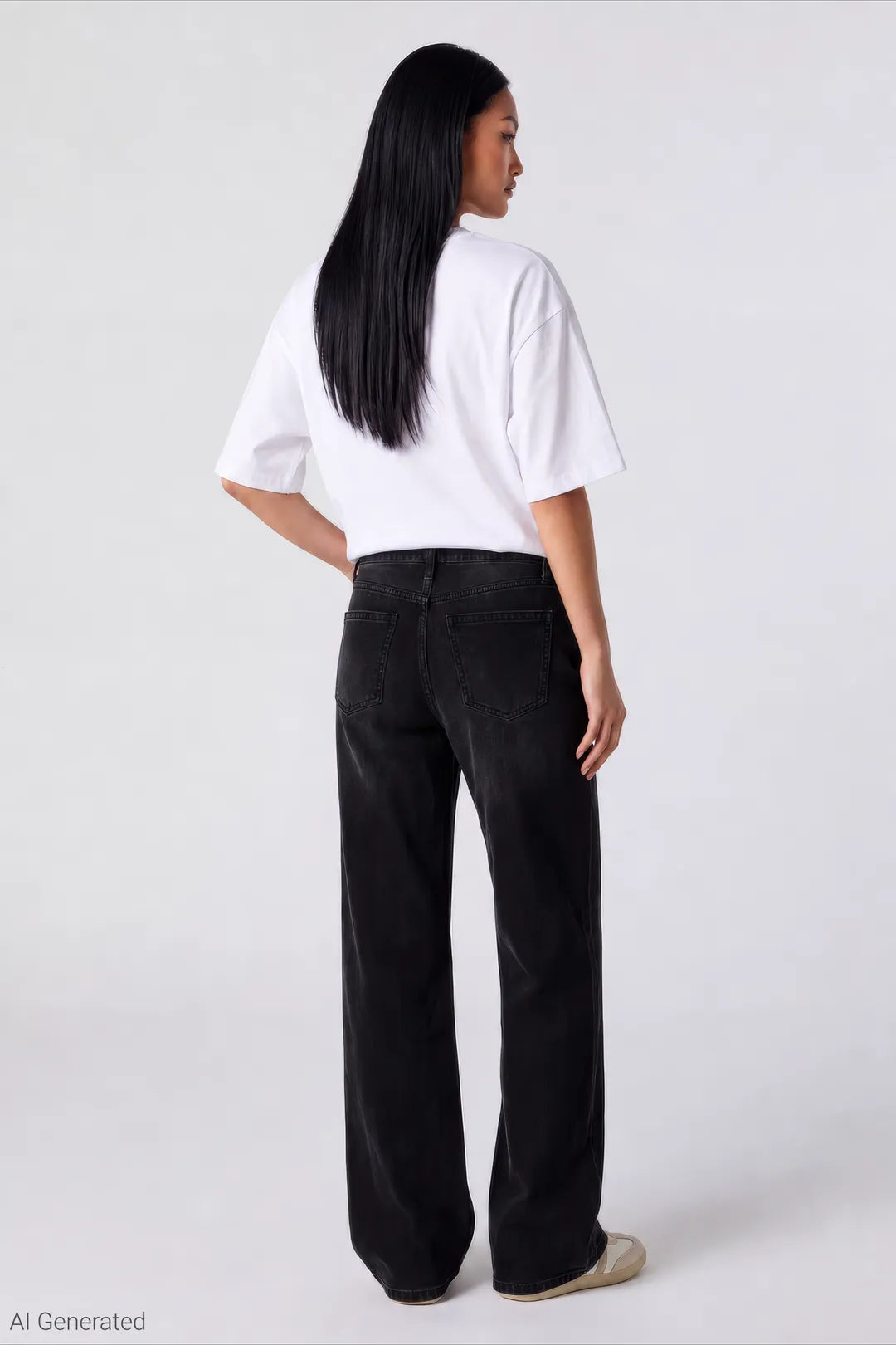 Alt View 2. Brooklyn Low Rise Baggy Washed Black Jean - Black