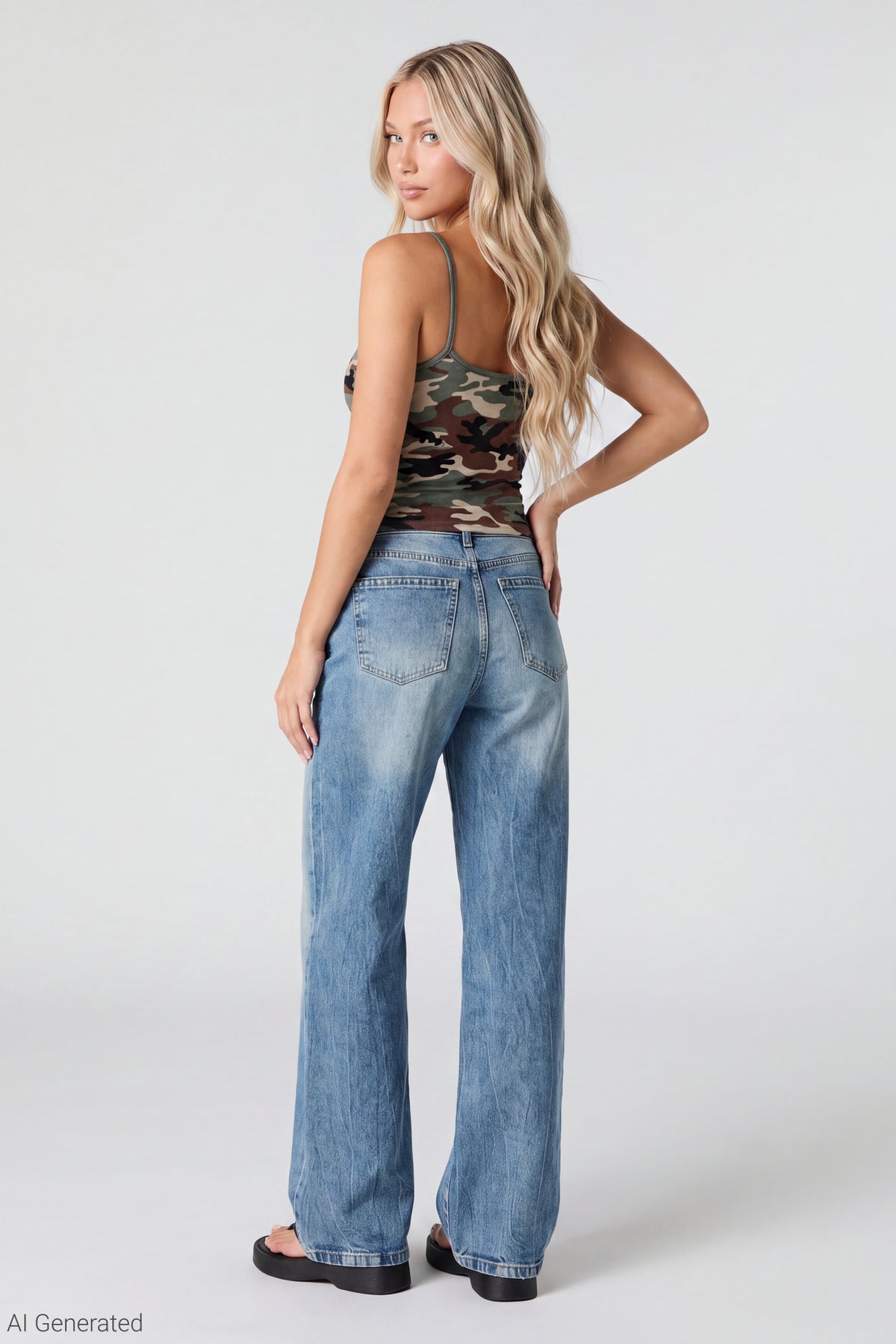 Alt View 2. Brooklyn Low Rise Baggy Medium Jean - Medium Blue