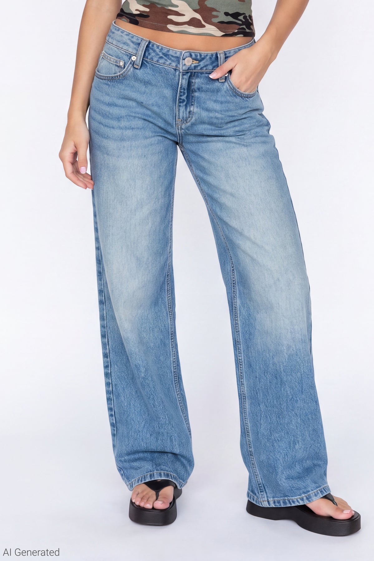 Alt View 3. Brooklyn Low Rise Baggy Medium Jean - Medium Blue