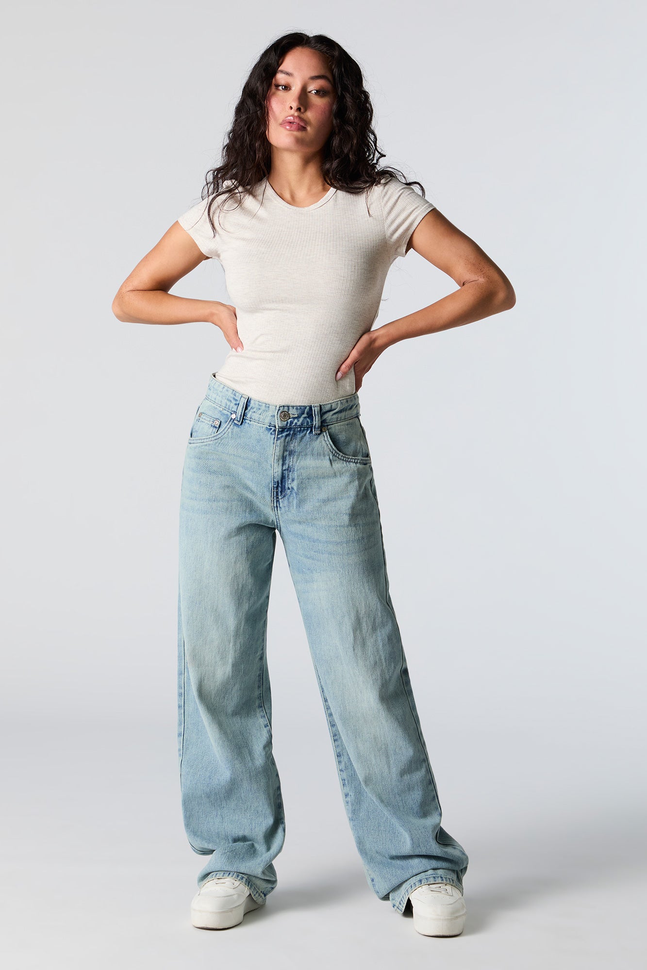 Light Vintage Wash High Rise Wide Leg Jean